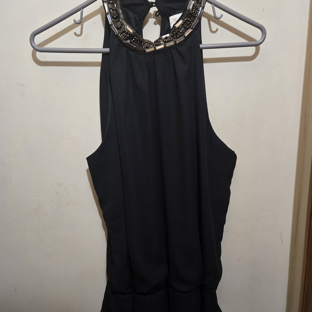 My Michelle Black Dress with Beaded Neckline
